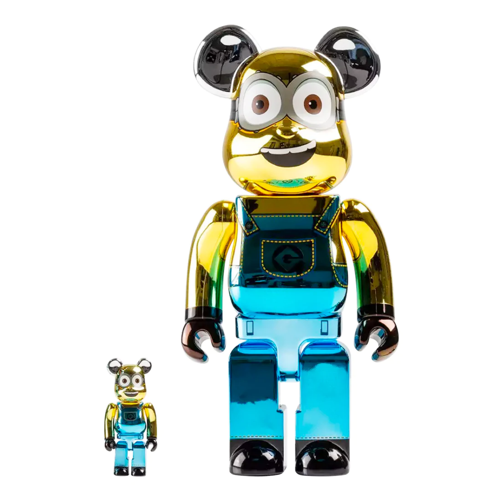 400% & 100% Bearbrick  MINIONS DAVE CHROME 1