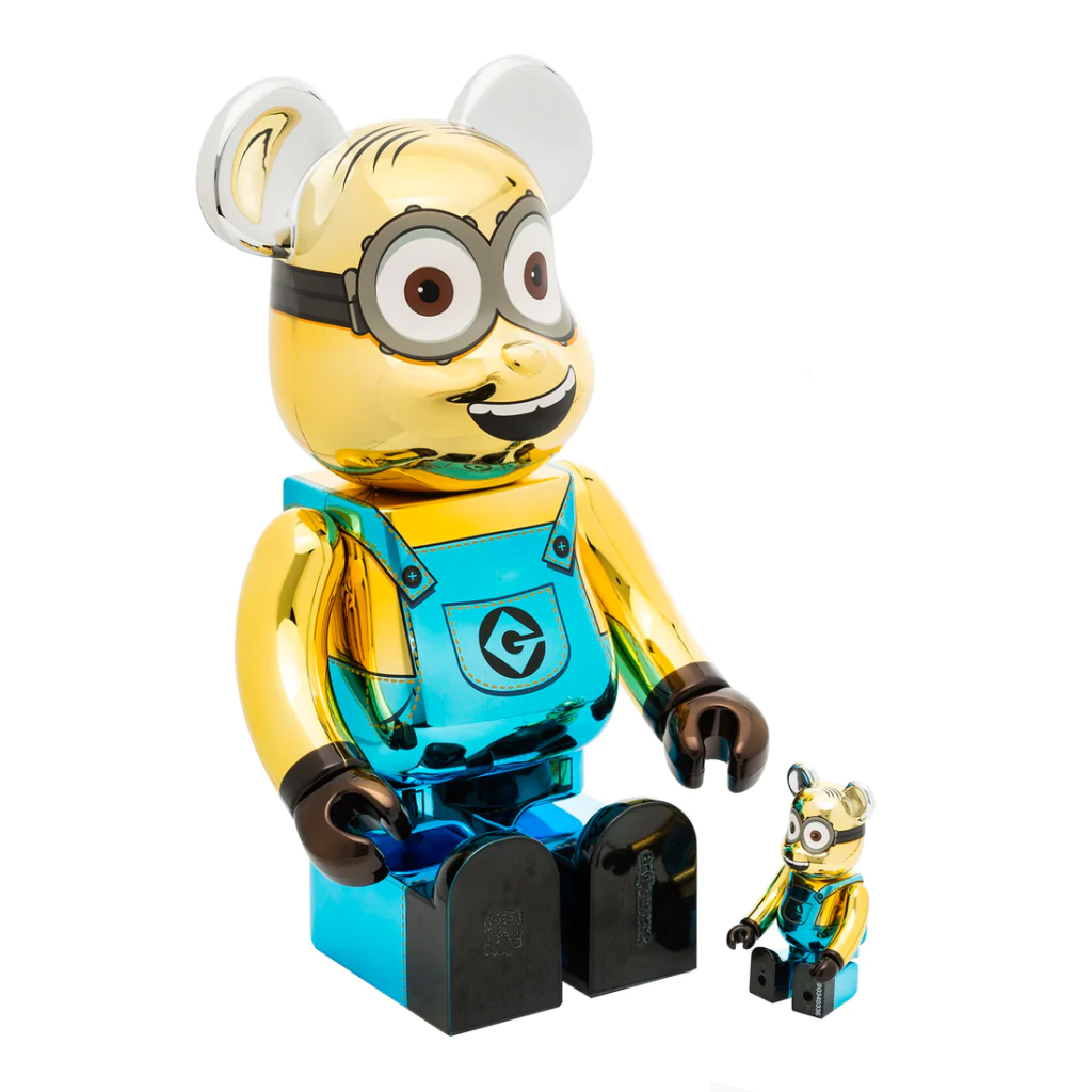 400% & 100% Bearbrick  MINIONS DAVE CHROME 2