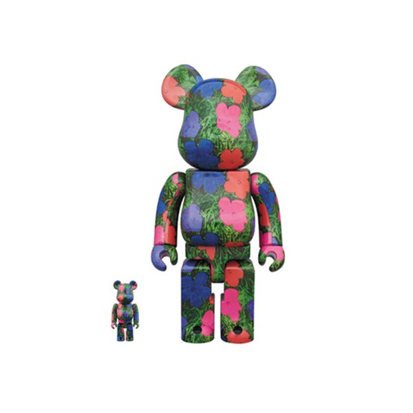 400% & 100% BEARBRICK ANDY WARHOL FLOWERS Miglior Prezzo