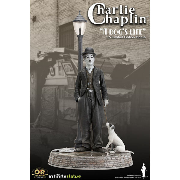 INFINITE STATUE CHARLIE CHAPLIN "DOG'S LIFE" W/LIGHT RESIN STATUE