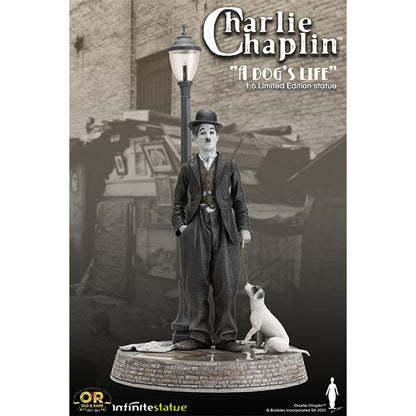 INFINITE STATUE CHARLIE CHAPLIN "DOG'S LIFE" W/LIGHT RESIN STATUE