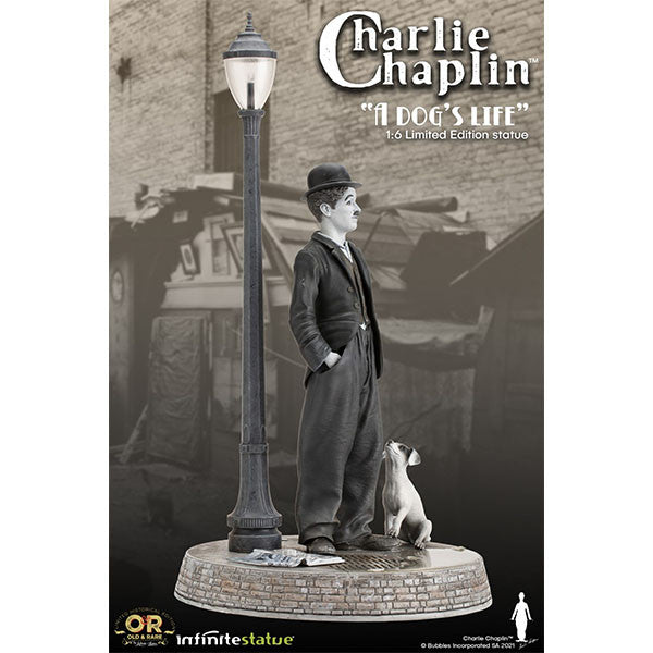 INFINITE STATUE CHARLIE CHAPLIN "DOG'S LIFE" W/LIGHT RESIN STATUE