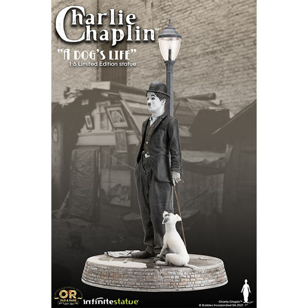 INFINITE STATUE CHARLIE CHAPLIN "DOG'S LIFE" W/LIGHT RESIN STATUE