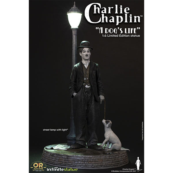 INFINITE STATUE CHARLIE CHAPLIN "DOG'S LIFE" W/LIGHT RESIN STATUE