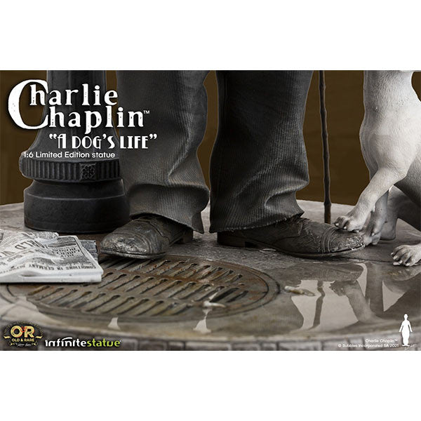 INFINITE STATUE CHARLIE CHAPLIN "DOG'S LIFE" W/LIGHT RESIN STATUE